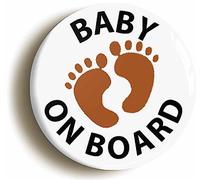 Ozorath BABY ON BOARD CUTE BROWN FEET BUTTON BADGE (Size is 2inch/50mm diameter)