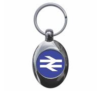 Ozorath British Rail Blue Logo Keyring Keychain Key Ring Chain With Trolley Coin