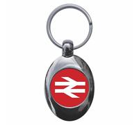 Ozorath British Rail Red Logo Retro Keyring Keychain Key Ring Chain With Trolley Coin