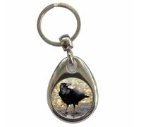 Ozorath Carrion Crow Keyring Keychain with Split Ring Attachment and Metal Key Fob