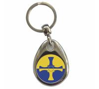 Ozorath County Durham Flag Keyring Keychain with Split Ring Attachment and Metal Key Fob