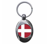 Ozorath Denmark Flag Keyring with Trolley Coin