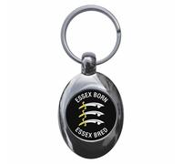 Ozorath Essex Born Bred Keyring with Trolley Coin | Keychain, Split Ring Attachment, Integrated Shopping Cart Token, Metal Key Fob, Gift Idea, Present, Novelty, Car, House, Flat