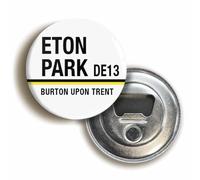 Ozorath Eton Park De13 Burton Upon Trent Road Sign Bottle Opener | Circular, 2.3inch / 59mm Diameter, Beer, Ale, Drinks Bar Accessory, Gift Idea, Present, Novelty, Refrigerator Decoration