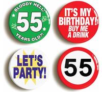 Ozorath Fifty Fifth 55th Birthday Funny Button Badge Gift Set (Each Badge is 2inch/50mm diameter)