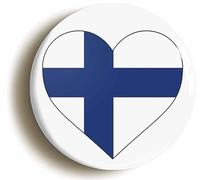 Ozorath FINLAND FINNISH FLAG HEART BUTTON BADGE (Size is 1inch / 25mm diameter)
