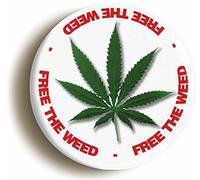 Ozorath Free The Weed Retro Hippie Button Badge Sixties Rasta