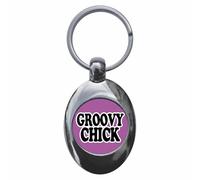 Ozorath Groovy Chick Keyring Keychain Key Ring Chain With Trolley Coin