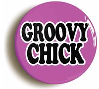 Ozorath Groovy Chick Retro Sixties Button Badge 1960s | Size 1inch / 25mm Diameter, Gift Idea, Present, Novelty