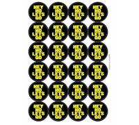 Ozorath Hey Ho Let's Go Punk Matt Paper Stickers | Circular, A4 Sheet of 24, Sticker Size 45mm Diameter, Label, Scrapbooking, Crafting, Gift Idea, Present, Novelty, Decoration