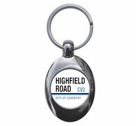 Ozorath Highfield Road City Of Coventry CV2 Road Sign Keyring Keychain Key Ring Chain With Trolley Coin