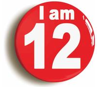 Ozorath I Am 12 Twelve Twelfth 12th Birthday Button Badge
