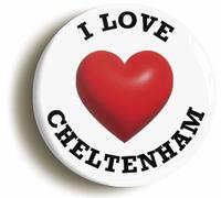 Ozorath I Heart Love Cheltenham Location Button Badge (1inch / 25mm diameter)