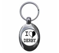 Ozorath I Heart Love Derby Keyring Keychain Key Ring Chain With Trolley Coin