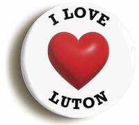 Ozorath I Heart Love Luton Location Button Badge (2inch / 50mm diameter)