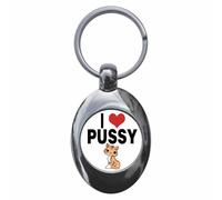 Ozorath I Heart Love Pussy Keyring Keychain Key Ring Chain With Trolley Coin