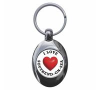 Ozorath I Heart Love Southend-On-Sea Keyring Keychain With Trolley Coin