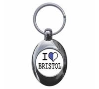 Ozorath I Love Bristol - C Keyring with Trolley Coin | Keychain, Split Ring Attachment, Integrated Shopping Cart Token, Metal Key Fob, Gift Idea, Present, Novelty, Car, House, Flat