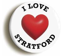 Ozorath I Love Stratford Location Fridge Magnet | Circular, 2inch / 50mm Diameter,Refrigerator, Freezer, Appliance Decoration, Gift Idea, Present, Novelty