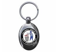Ozorath I Swear To Keep Sheffield Tidy Keyring with Trolley Coin - W | Keychain, Split Ring Attachment, Integrated Shopping Cart Token, Metal Key Fob, Gift Idea, Present, Novelty, Car, House, Flat