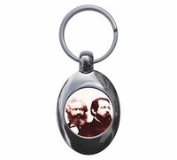 Ozorath Karl Marx And Friedrich Engels Keyring with Trolley Coin