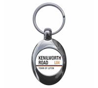 Ozorath Kenilworth Road Town Of Luton LU4 Road Sign Keyring Keychain Key Ring Chain With Trolley Coin
