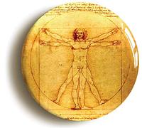 Ozorath Leonardo Da Vinci Vitruvian Man Button Badge | Size 1inch / 25mm Diameter, Gift Idea, Present, Novelty