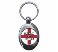 Ozorath Lytham St Anne's England Flag Keyring Keychain With Trolley Coin