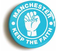 Ozorath Manchester Blue Keep The Faith Northern Soul Button Badge (2inch / 50mm diameter)