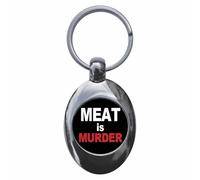 Ozorath Meat Is Murder Keyring with Trolley Coin | Keychain, Split Ring Attachment, Integrated Shopping Cart Token, Metal Key Fob, Gift Idea, Present, Novelty, Car, House, Flat