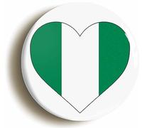 Ozorath NIGERIA NIGERIAN FLAG HEART BUTTON BADGE (Size is 1inch / 25mm diameter)