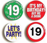 Ozorath Nineteenth 19th Birthday Funny Button Badge Gift Set (Each Badge is 2inch/50mm diameter)