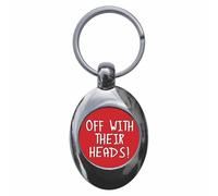 Ozorath Off With Their Heads Alice In Wonderland Keyring with Trolley Coin | Keychain, Split Ring Attachment, Integrated Shopping Cart Token, Metal Key Fob, Gift Idea, Present, Novelty, Car, House, Flat