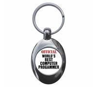Ozorath Official World's Best Computer Programmer Keyring Keychain Key Ring Chain With Trolley Coin