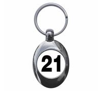 Ozorath Plain Number 21 Twenty One Keyring Keychain Key Ring Chain With Trolley Coin