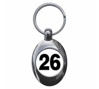 Ozorath Plain Number 26 Twenty Six Keyring Keychain Key Ring Chain With Trolley Coin