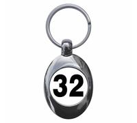 Ozorath Plain Number 32 Thirty Two Keyring Keychain Key Ring Chain With Trolley Coin