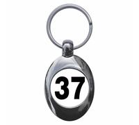 Ozorath Plain Number 37 Thirty Seven Keyring Keychain Key Ring Chain With Trolley Coin