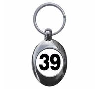 Ozorath Plain Number 39 Thirty Nine Keyring Keychain Key Ring Chain With Trolley Coin