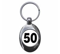 Ozorath Plain Number 50 Fifty Keyring Keychain Key Ring Chain With Trolley Coin