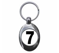 Ozorath Plain Number 7 Seven Keyring Keychain Key Ring Chain With Trolley Coin