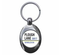 Ozorath Plough Lane Sw17 Road Sign Keyring with Trolley Coin