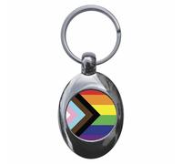 Ozorath Progressive Diversity Pride Flag Keyring Keychain Key Ring Chain With Trolley Coin