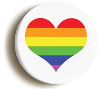 Ozorath RAINBOW HEART BADGE BUTTON PIN (Size is 1inch/25mm diameter) LGBT GAY PRIDE DIVERSITY PEACE