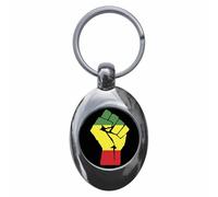 Ozorath Rasta Solidarity Fist Keyring Keychain Key Ring Chain With Trolley Coin