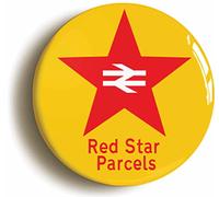 Ozorath RED STAR PARCELS LOGO BRITISH RAIL BADGE BUTTON PIN (Size is 1inch/25mm diameter)