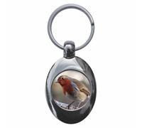 Ozorath Robin Red Breast Bird Keyring with Trolley Coin