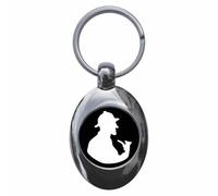 Ozorath Sherlock Holmes Silhouette Keyring Keychain Key Ring Chain With Trolley Coin