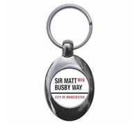 Ozorath Sir Matt Busby Way M16 Manchester Keyring with Trolley Coin
