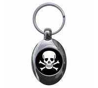 Ozorath Skull And Cross Bones Pirate Keyring Keychain Key Ring Chain With Trolley Coin